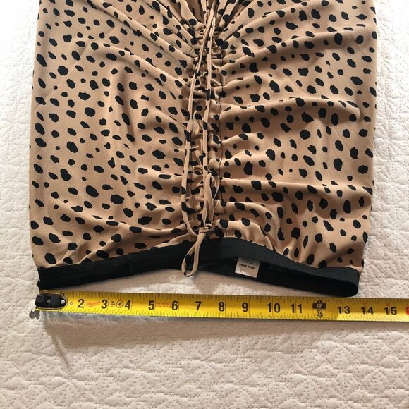 Miou Muse ruched front midi skirt women Size Large New With Tags Tan Leopard - Picture 3 of 7